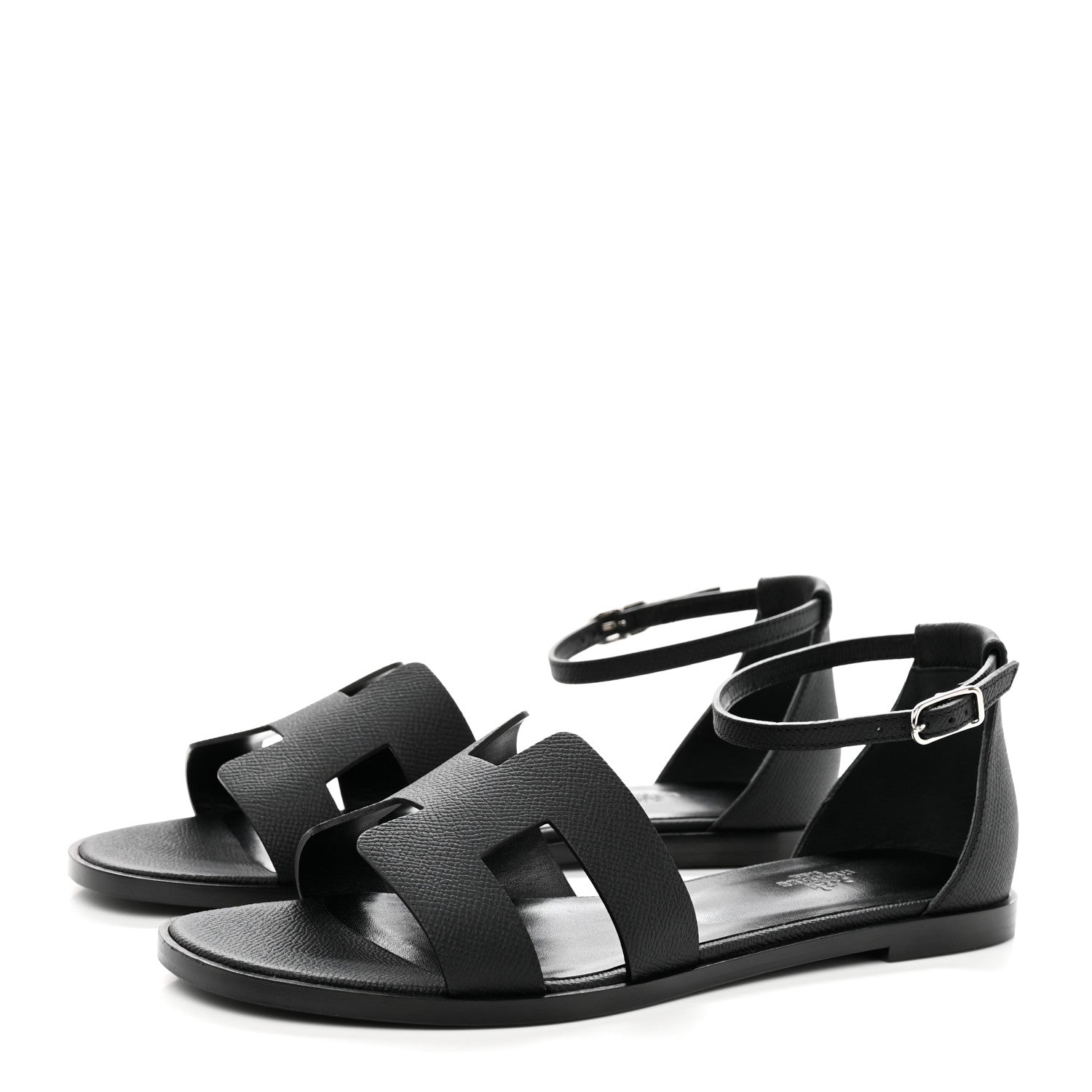 Hermes Epsom Santorini Sandals 39 Black 3 of 12