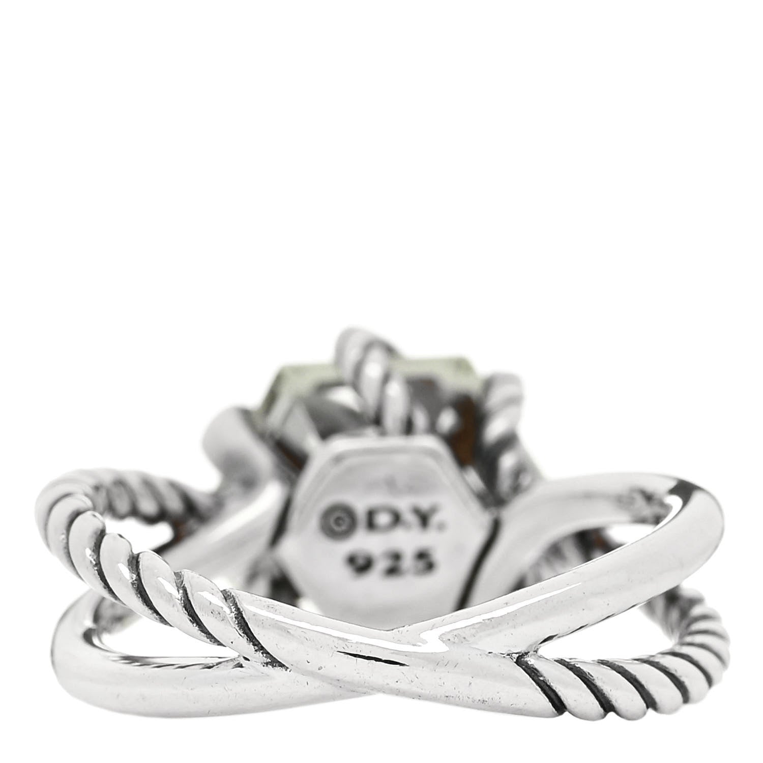 David Yurman Sterling Silver Diamond Prasiolite 10mm Cable Wrap Ring 52 6 4 of 5