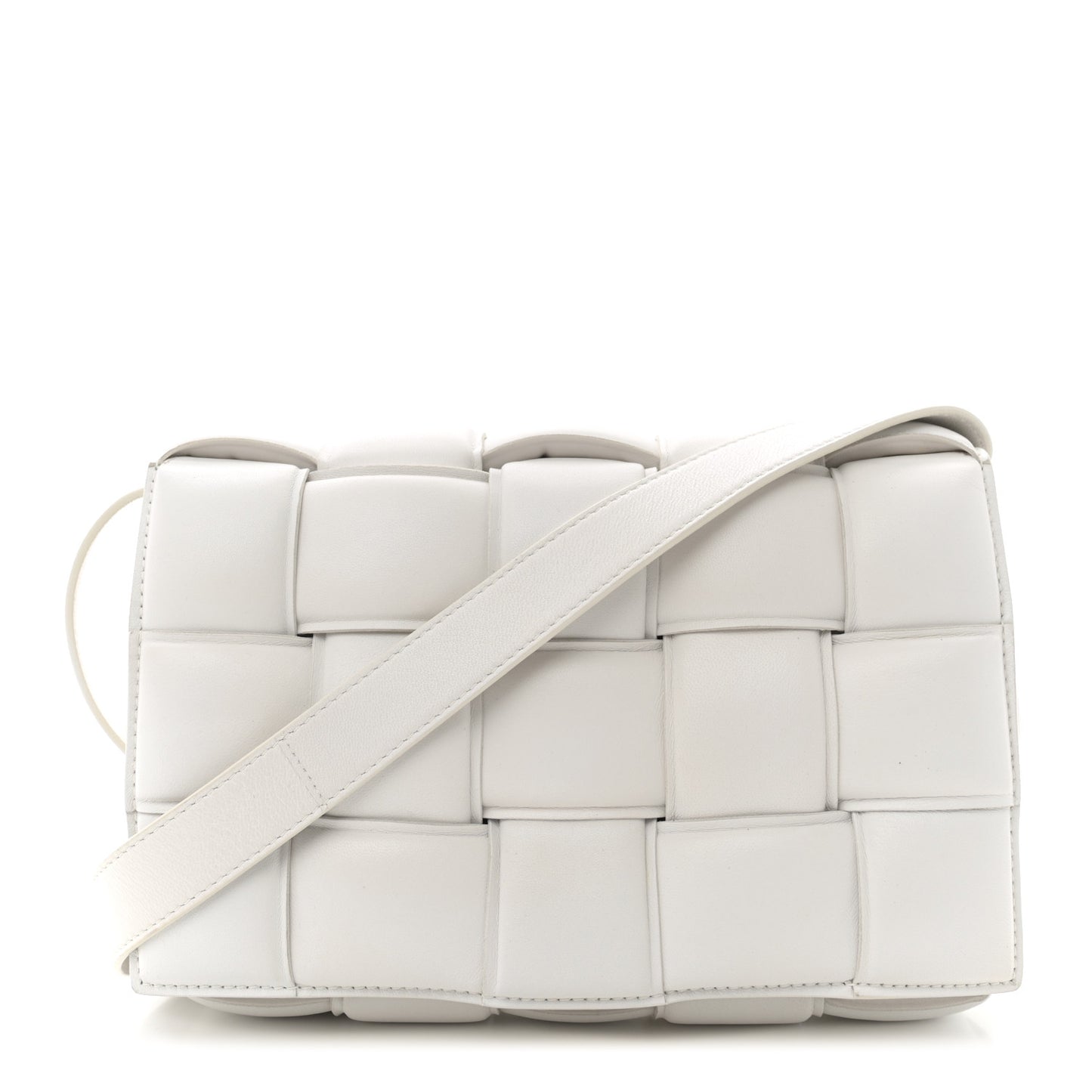 Nappa Maxi Intreccio Padded Cassette Crossbody Bag Chalk