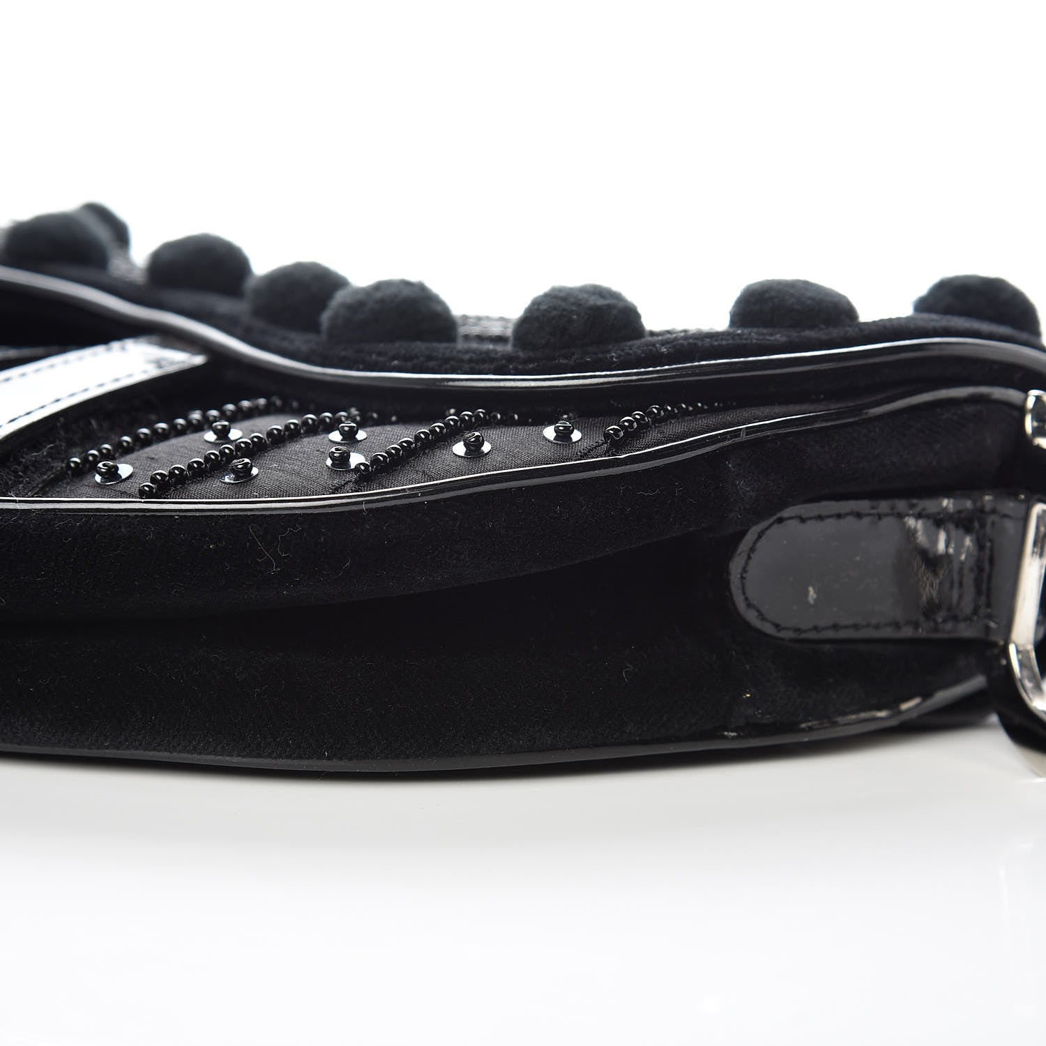 Christian Dior Velvet Nylon Pom Pom Saddle Bag Black 15 of 15