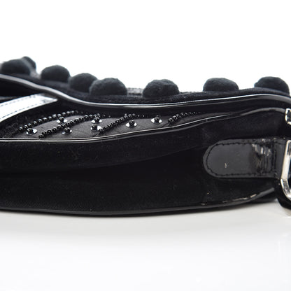 Christian Dior Velvet Nylon Pom Pom Saddle Bag Black 15 of 15