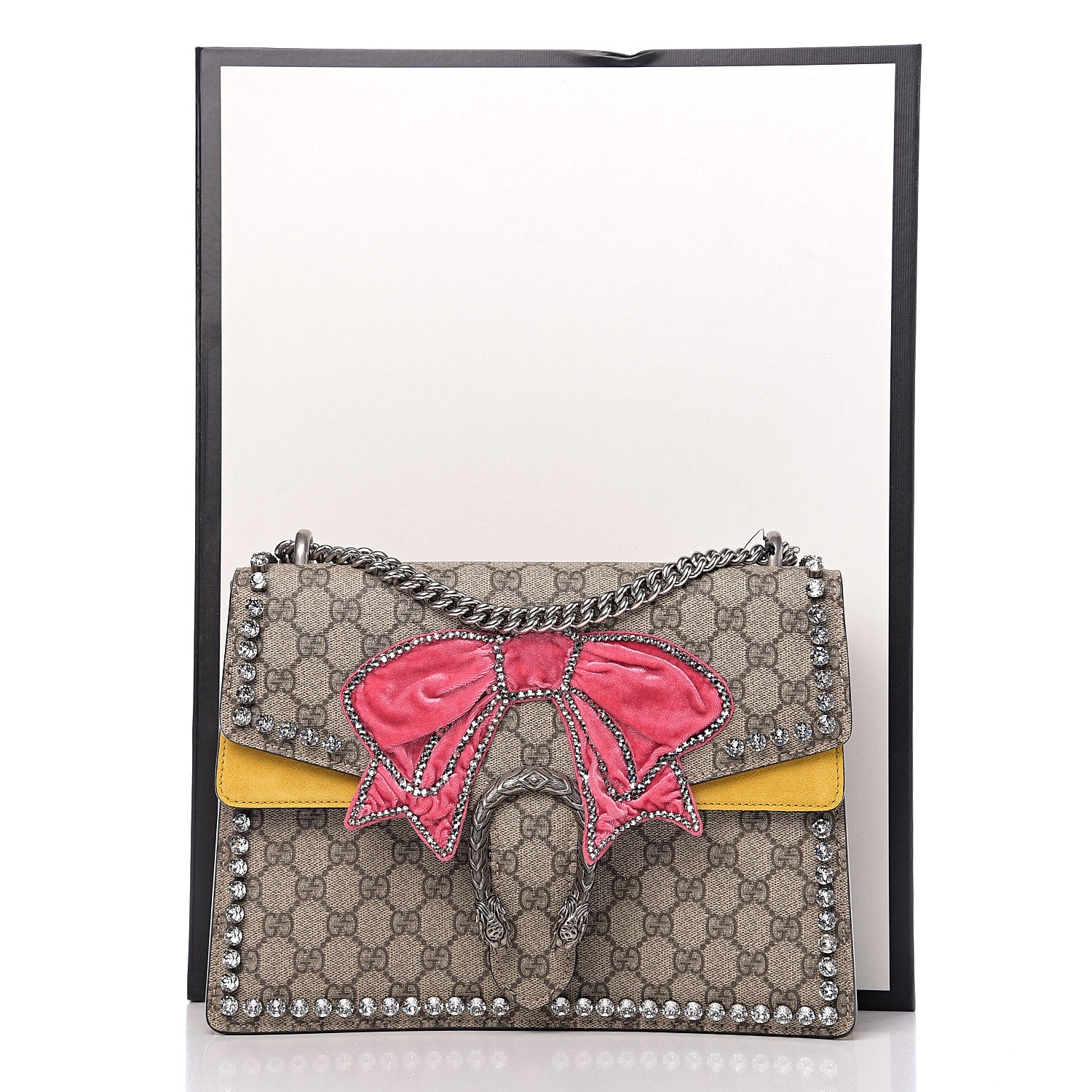 Gucci GG Supreme Monogram Crystal Bow Embroidered Medium Dionysus Shoulder Bag Yellow 10 of 10