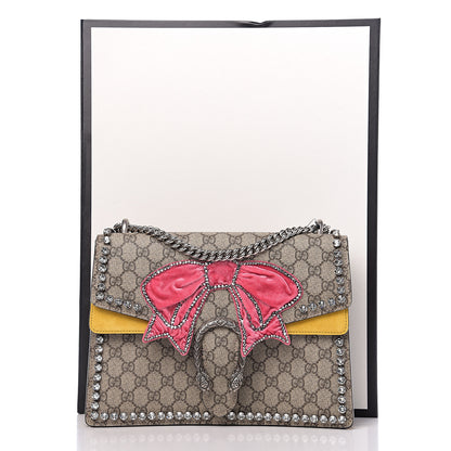 Gucci GG Supreme Monogram Crystal Bow Embroidered Medium Dionysus Shoulder Bag Yellow 10 of 10