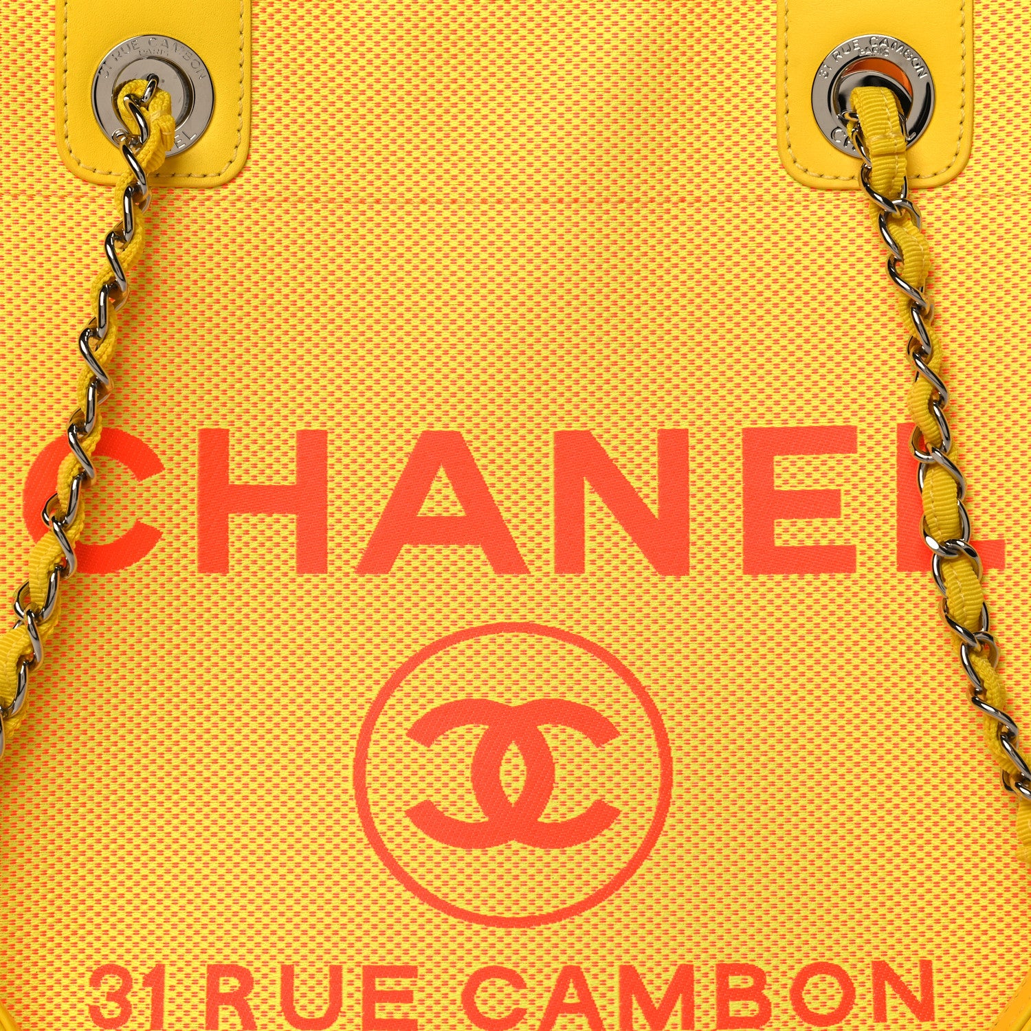 Chanel Mixed Fibers Small Deauville Tote Yellow Orange 8 of 10