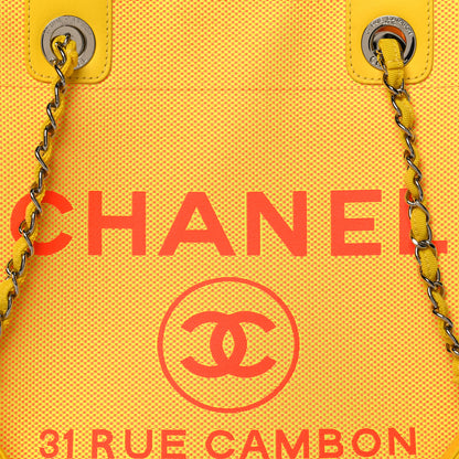 Chanel Mixed Fibers Small Deauville Tote Yellow Orange 8 of 10