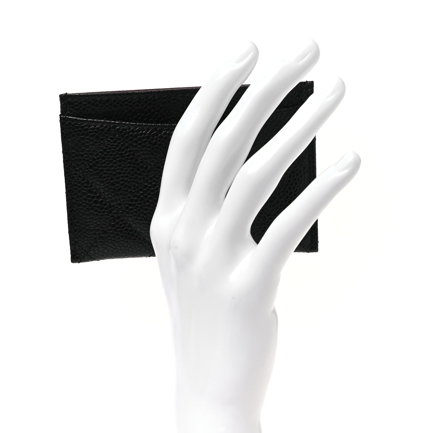 Caviar Quilted Card Holder Black