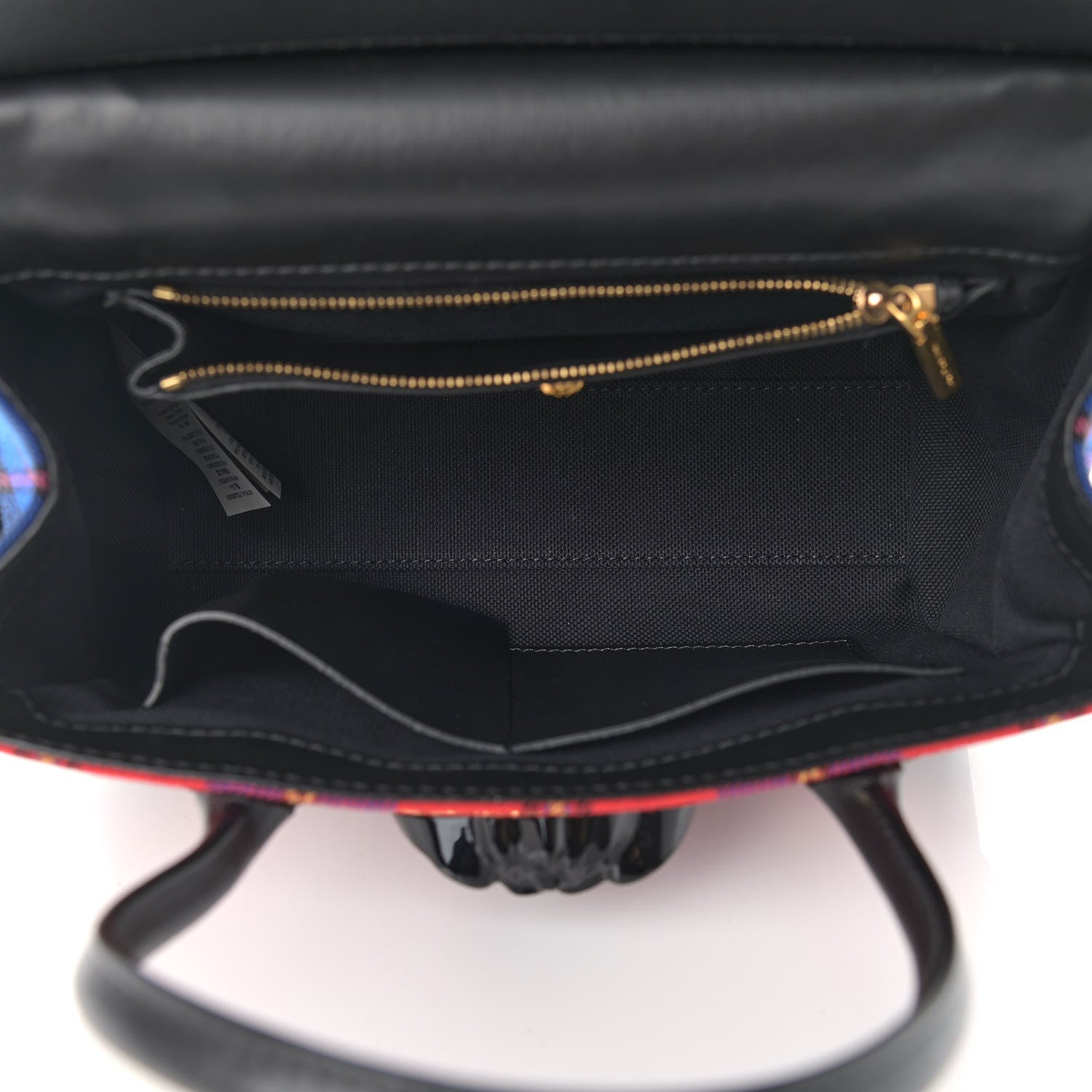 Versace Vitello Tartan Medium Baroque Palazzo Empire Bag Black Rosso 5 of 9