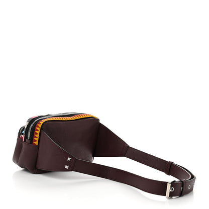 Valentino Garavani Pebbled Calfskin Beaded Rockstud Belt Bag Burgundy Multicolor 3 of 9