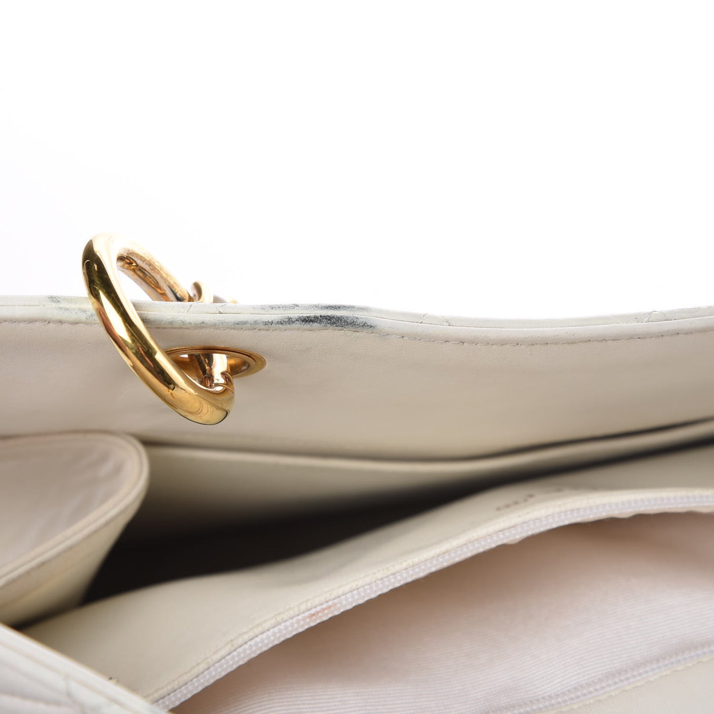 Calfskin Quilted Shopping Tote White