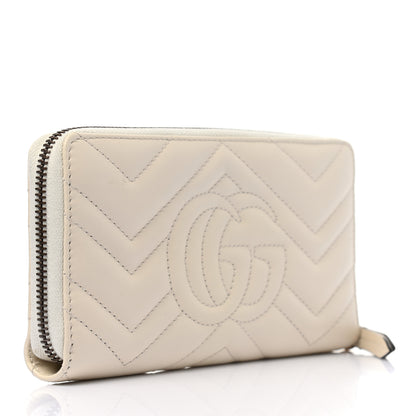 Gucci Calfskin Matelasse GG Marmont Zip Around Wallet White 3 of 7