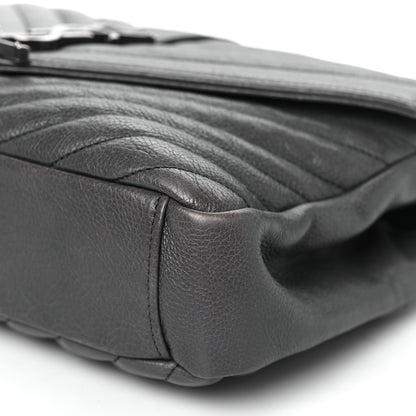 Saint Laurent Sheepskin Matelasse Chevron Monogram Medium College Bag Asphalt 10 of 13