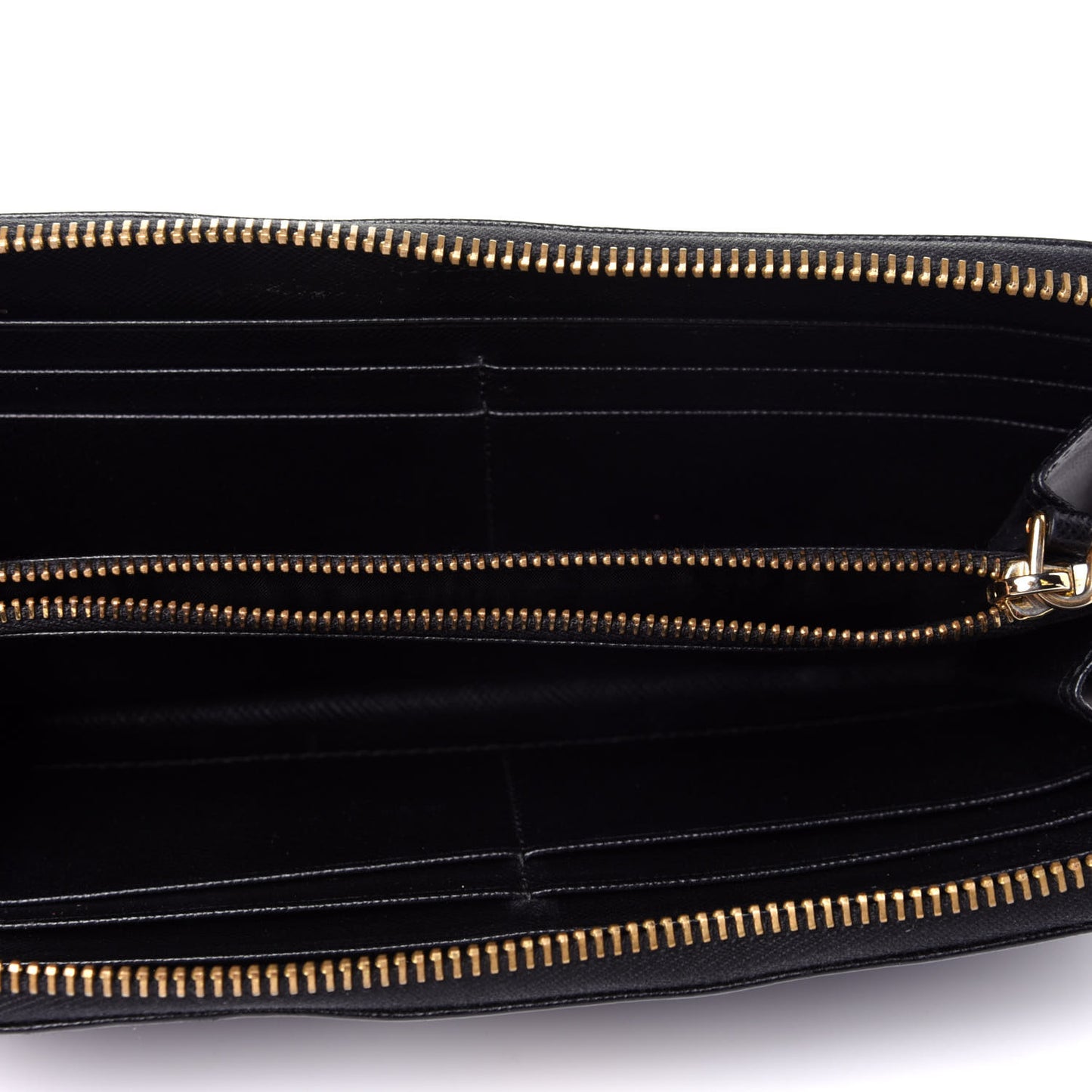 Saffiano Metal Zip Around Wallet Black