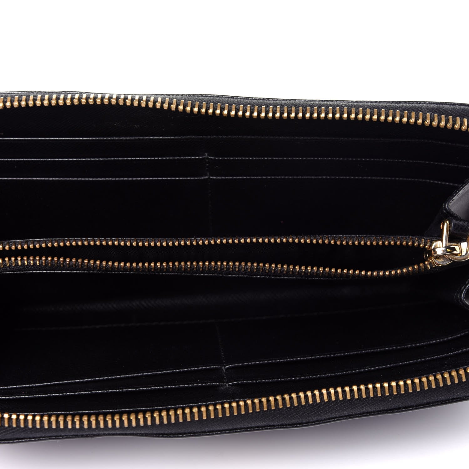 Prada Saffiano Metal Zip Around Wallet Black 5 of 10