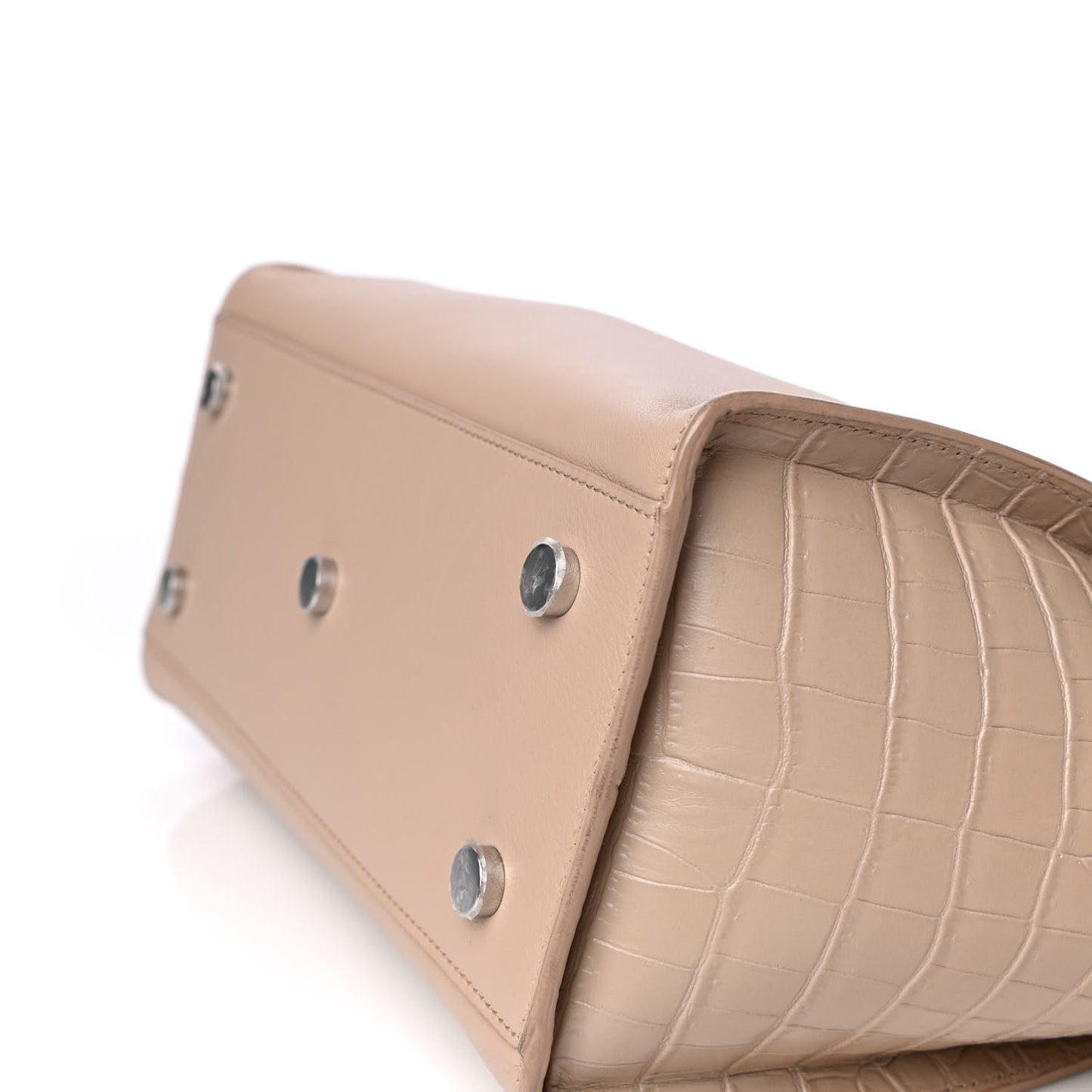 Calfskin Crocodile Embossed Baby Monogram Downtown Cabas Dark Beige