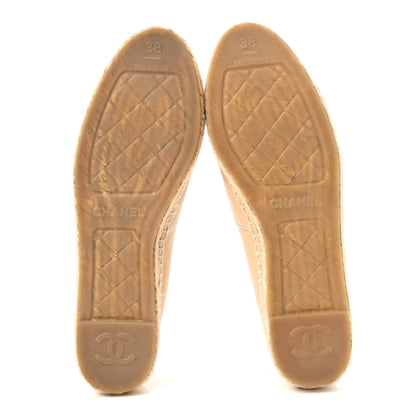 Chanel Lambskin CC Espadrilles 38 Beige Black 5 of 9