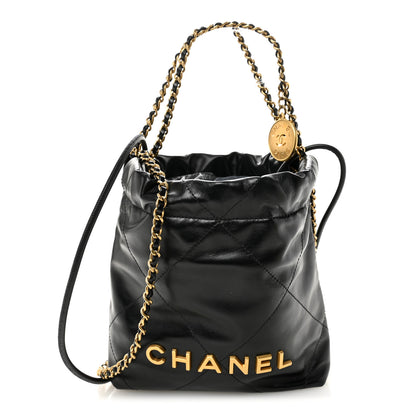 Chanel Shiny Calfskin Quilted Mini Chanel 22 Black 1 of 10
