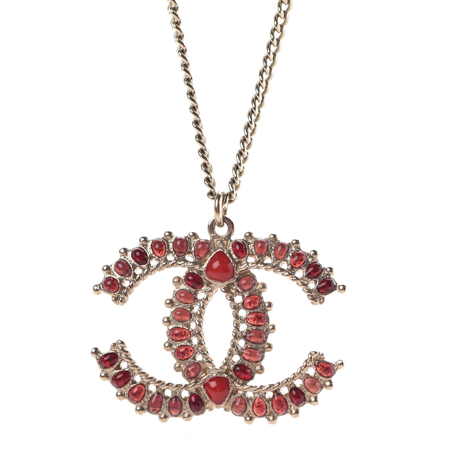 Resin CC Necklace Gold Red Burgundy