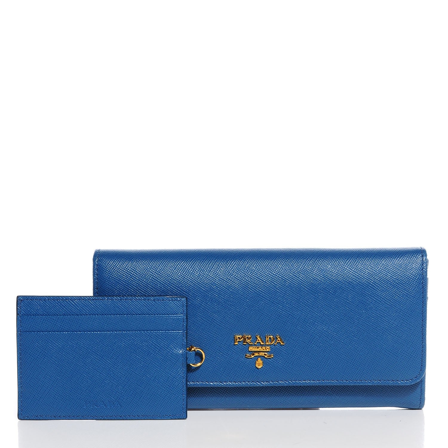 Prada Saffiano Metal Continental Flap Wallet Cobalto 6 of 10