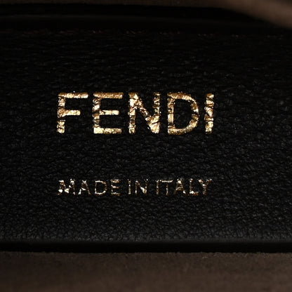 Fendi Vitello Grace Glazed Fabric FF 1974 Double F Shoulder Bag Black Mogano Panna 6 of 12
