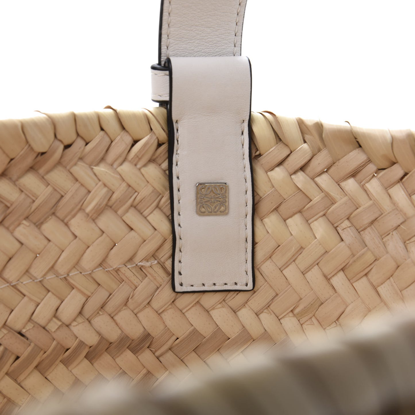 Raffia Small Basket Tote Bag Natural White