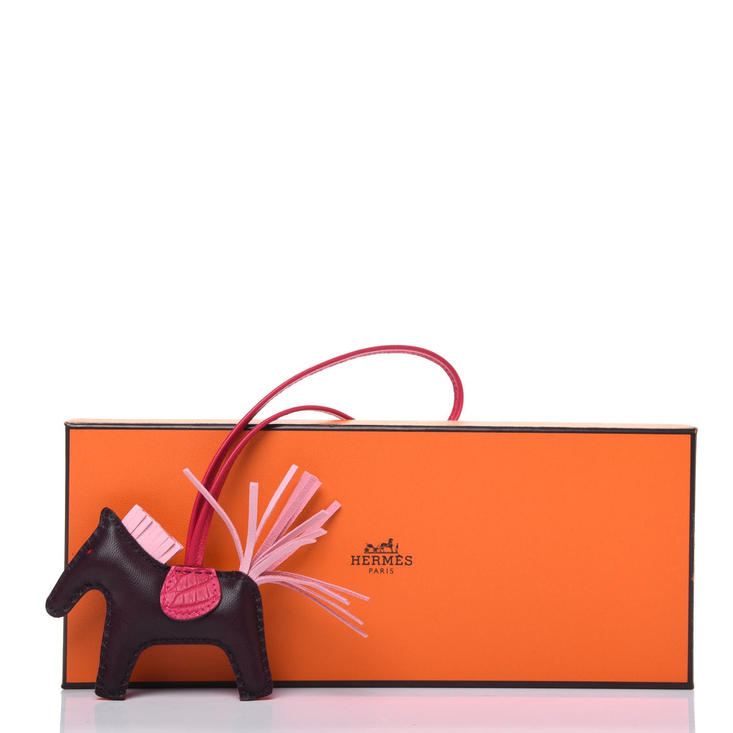 Milo Lambskin Matte Alligator Touch Grigri Rodeo Horse Bag Charm PM Rouge Sellier Framboise Rose Sakura