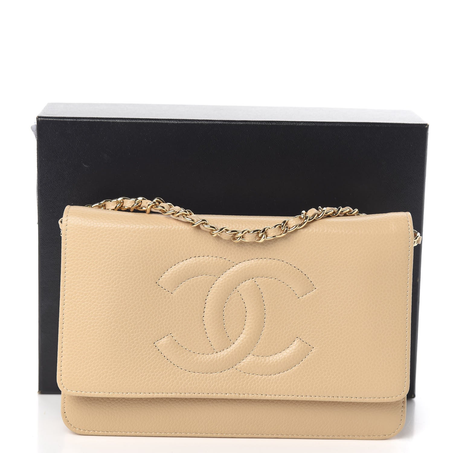 Chanel Caviar Timeless CC Wallet on Chain WOC Beige 12 of 12