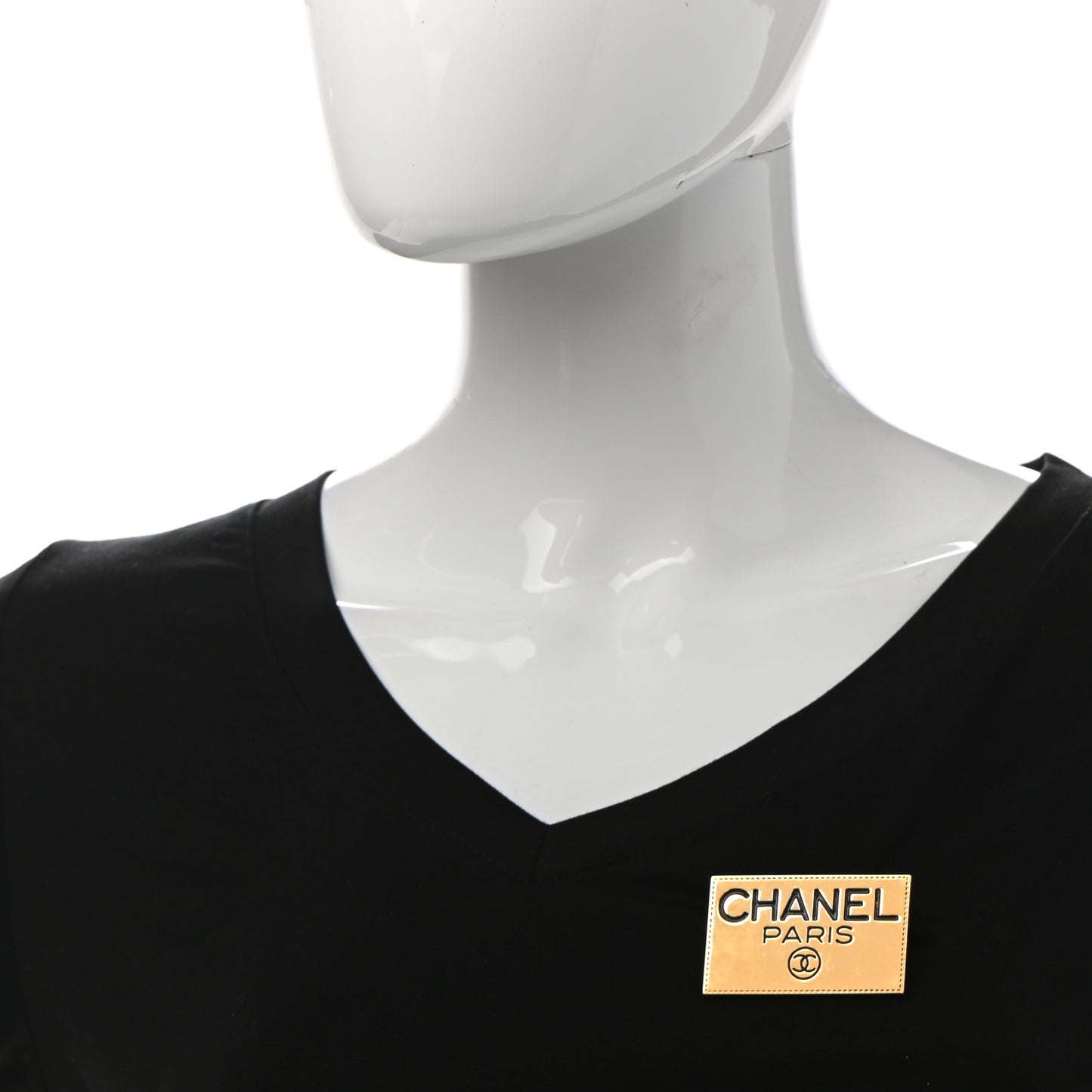 Metal Logo Plate Brooch Gold