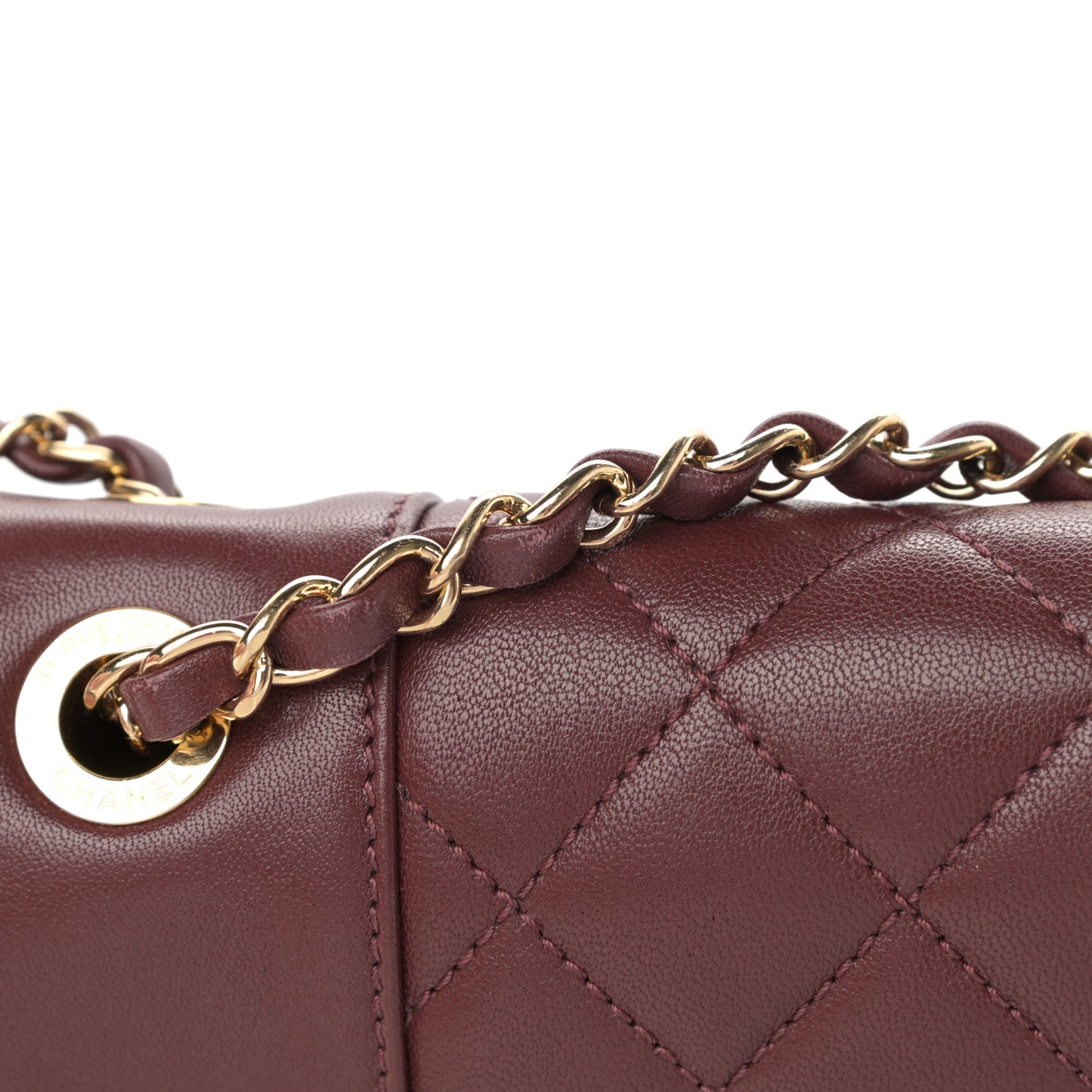 Sheepskin Quilted Vintage Mademoiselle Flap Dark Red