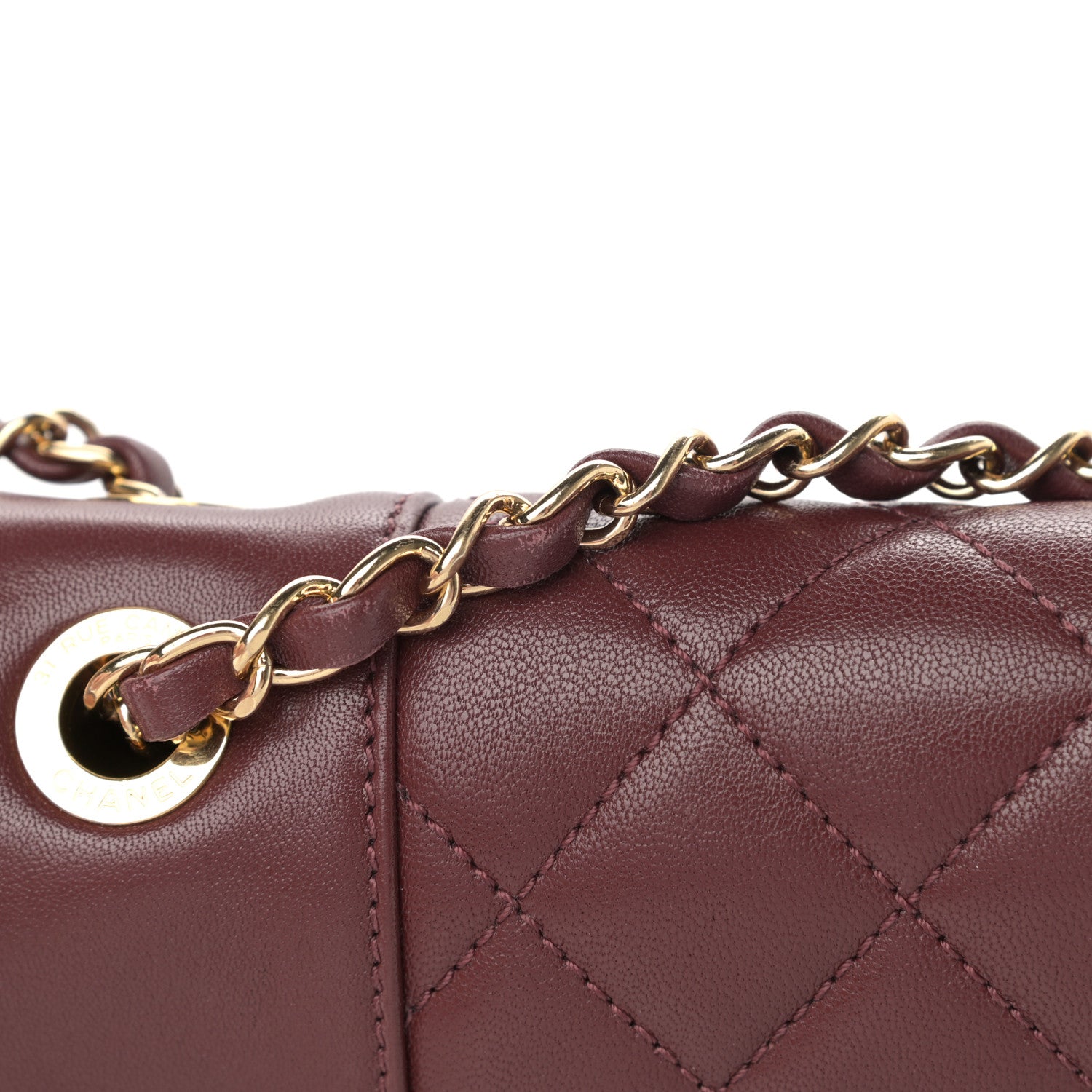 Chanel Sheepskin Quilted Vintage Mademoiselle Flap Dark Red 19 of 20