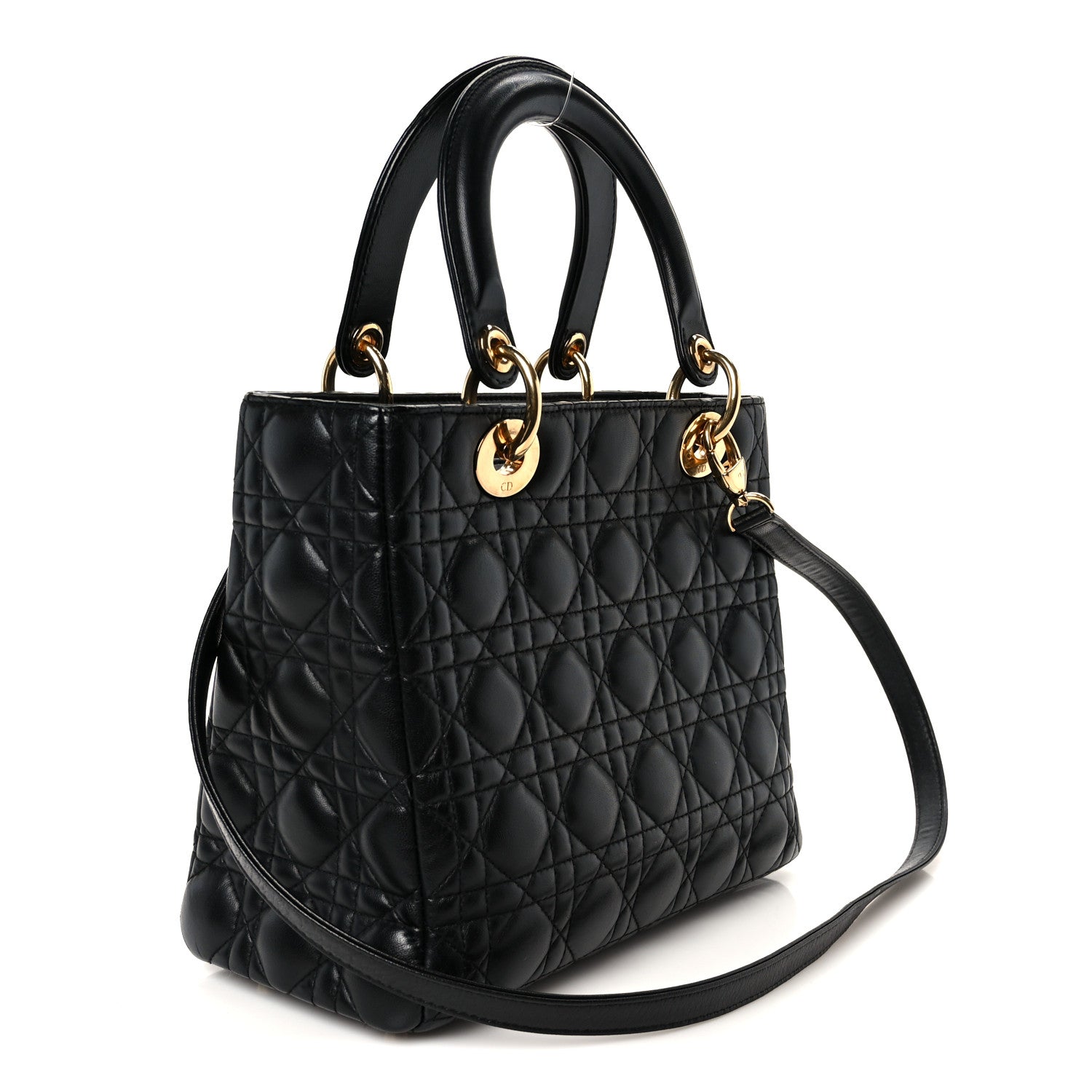 Christian Dior Lambskin Cannage Medium Lady Dior Black 3 of 10