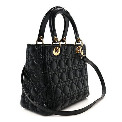 Christian Dior Lambskin Cannage Medium Lady Dior Black 3 of 10