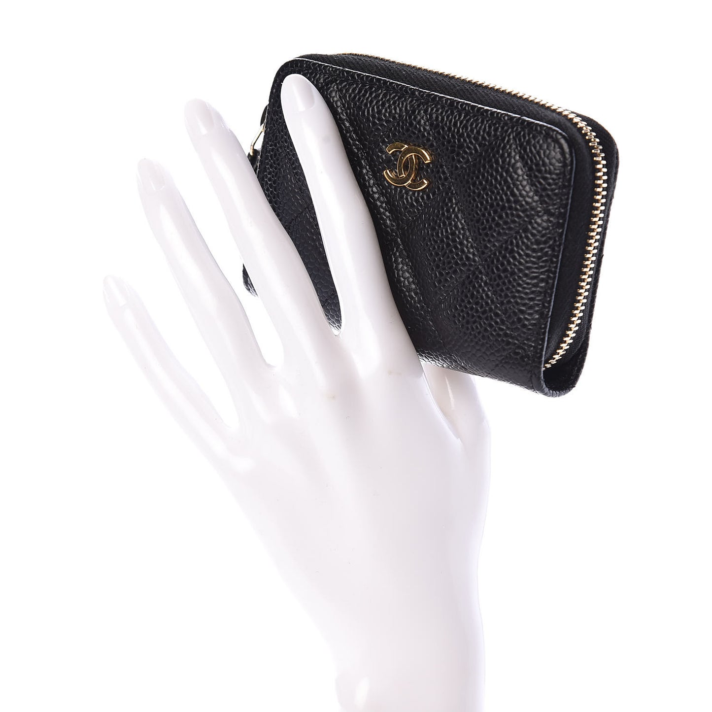 Caviar Quilted Zip Coin Purse Black