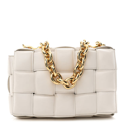 Bottega Veneta Lambskin Maxi Intreccio Padded Chain Cassette Crossbody Bag White 1 of 10