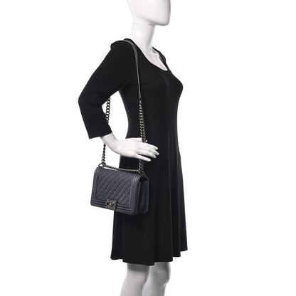 Chanel Calfskin Quilted Medium Boy Flap Dark Navy 2 of 11