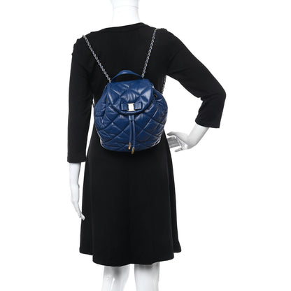 Salvatore Ferragamo Calfskin Quilted Giuliette Backpack Blue 2 of 10