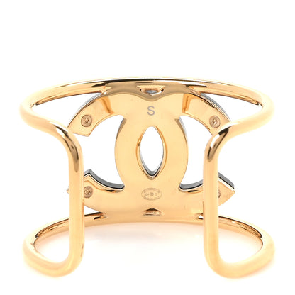Chanel Metal Resin CC Cuff S Gold Black 3 of 5
