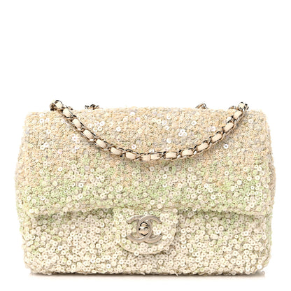 Chanel Shaded Sequin Mini Flap Light Green White Ecru 1 of 10