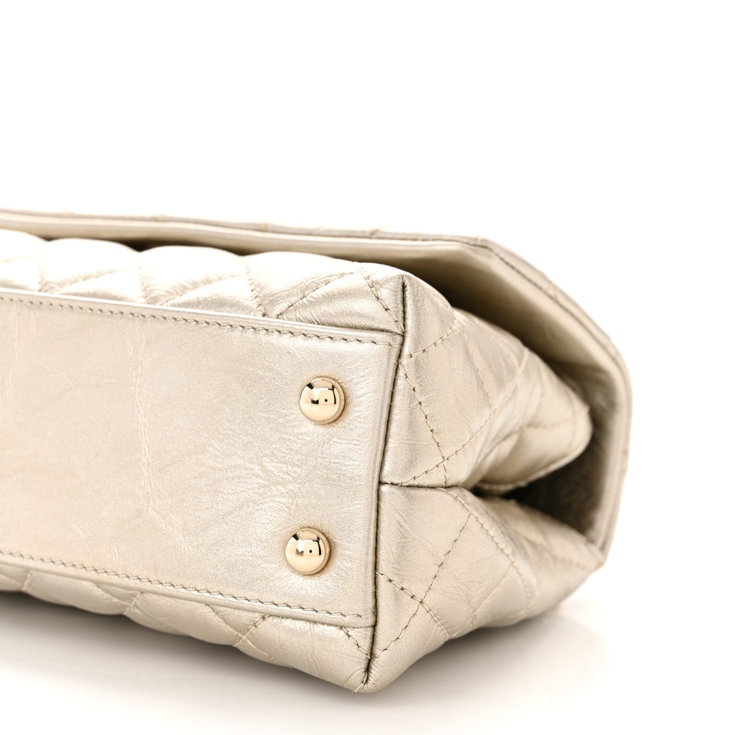 Chanel Metallic Aged Calfskin Quilted Mini Coco Handle Flap Gold 10 of 12