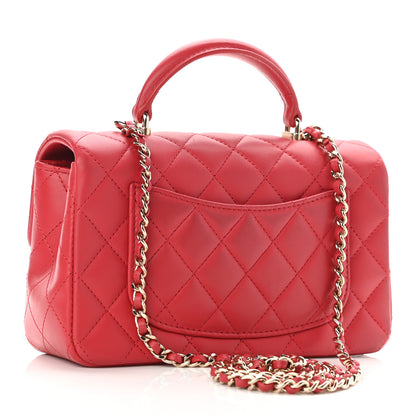 Chanel Lambskin Quilted Mini Top Handle Rectangular Flap Red 3 of 12