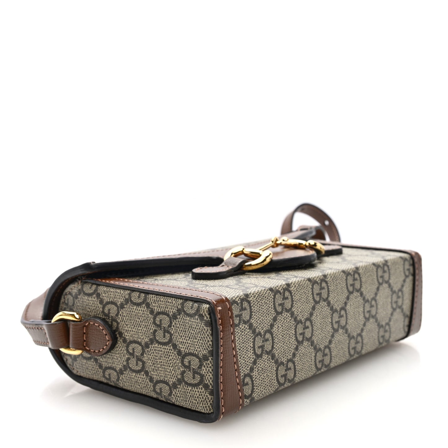 GG Supreme Monogram Mini Horsebit 1955 Shoulder Bag Beige Brown Sugar