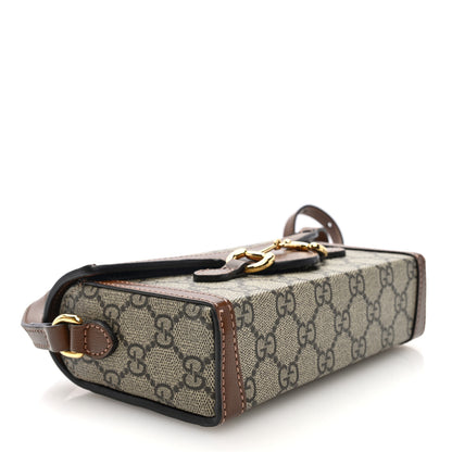 Gucci GG Supreme Monogram Mini Horsebit 1955 Shoulder Bag Beige Brown Sugar 4 of 11