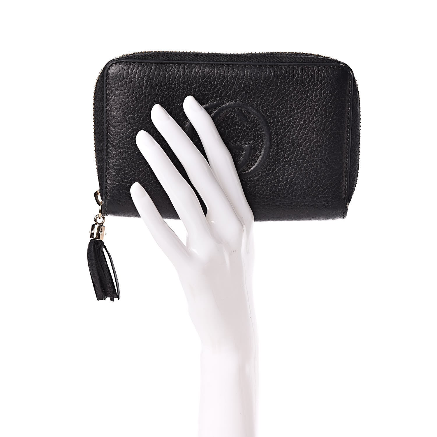 Gucci Pebbled Calfskin Medium Soho Zip Around Wallet Black 2 of 13