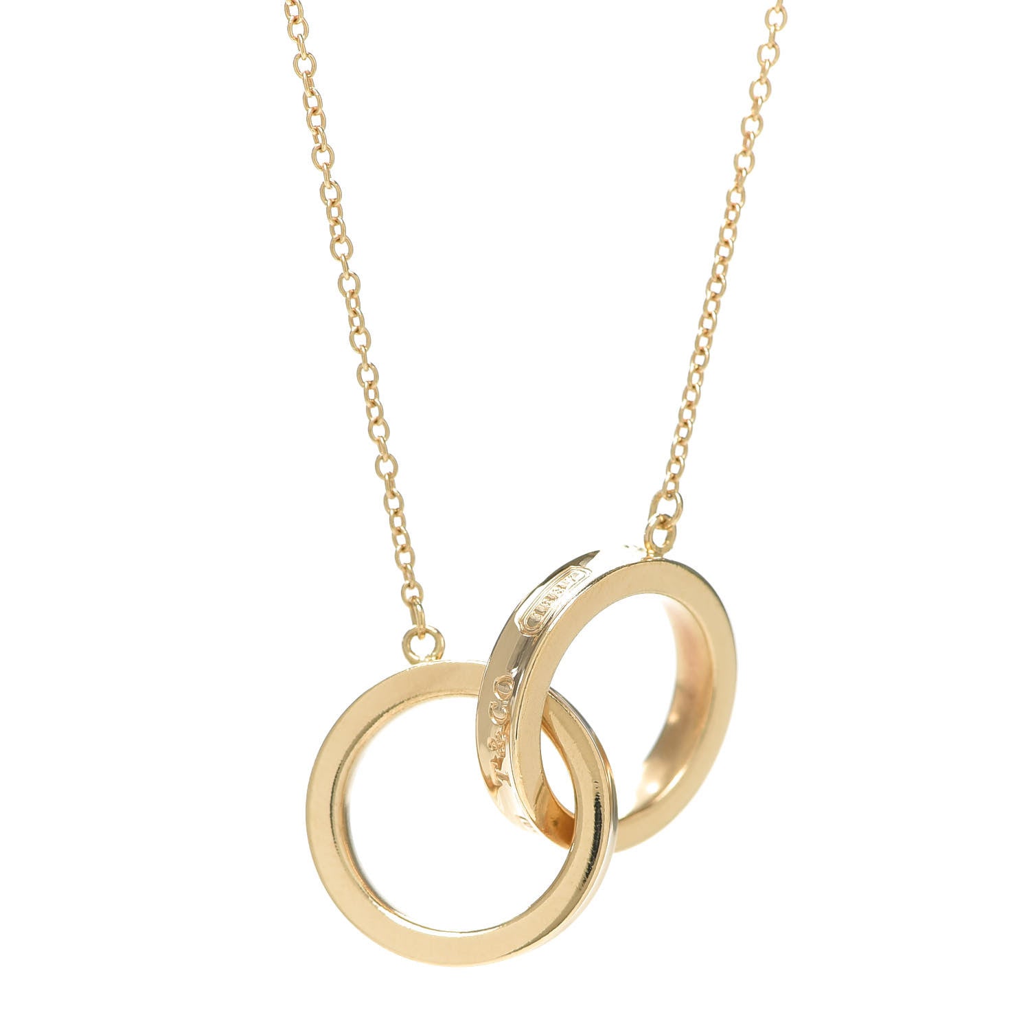 Tiffany 18K Yellow Gold 1837 Interlocking Circles Pendant Necklace 6 of 7