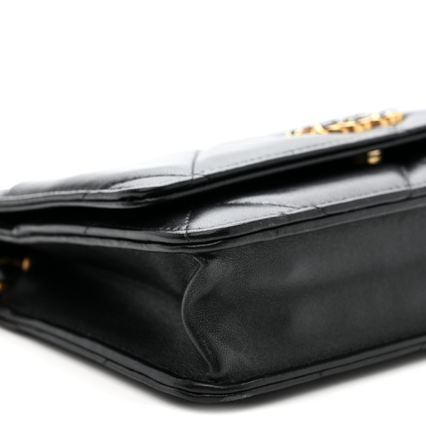 Lambskin Quilted Chanel 19 Wallet On Chain WOC Black