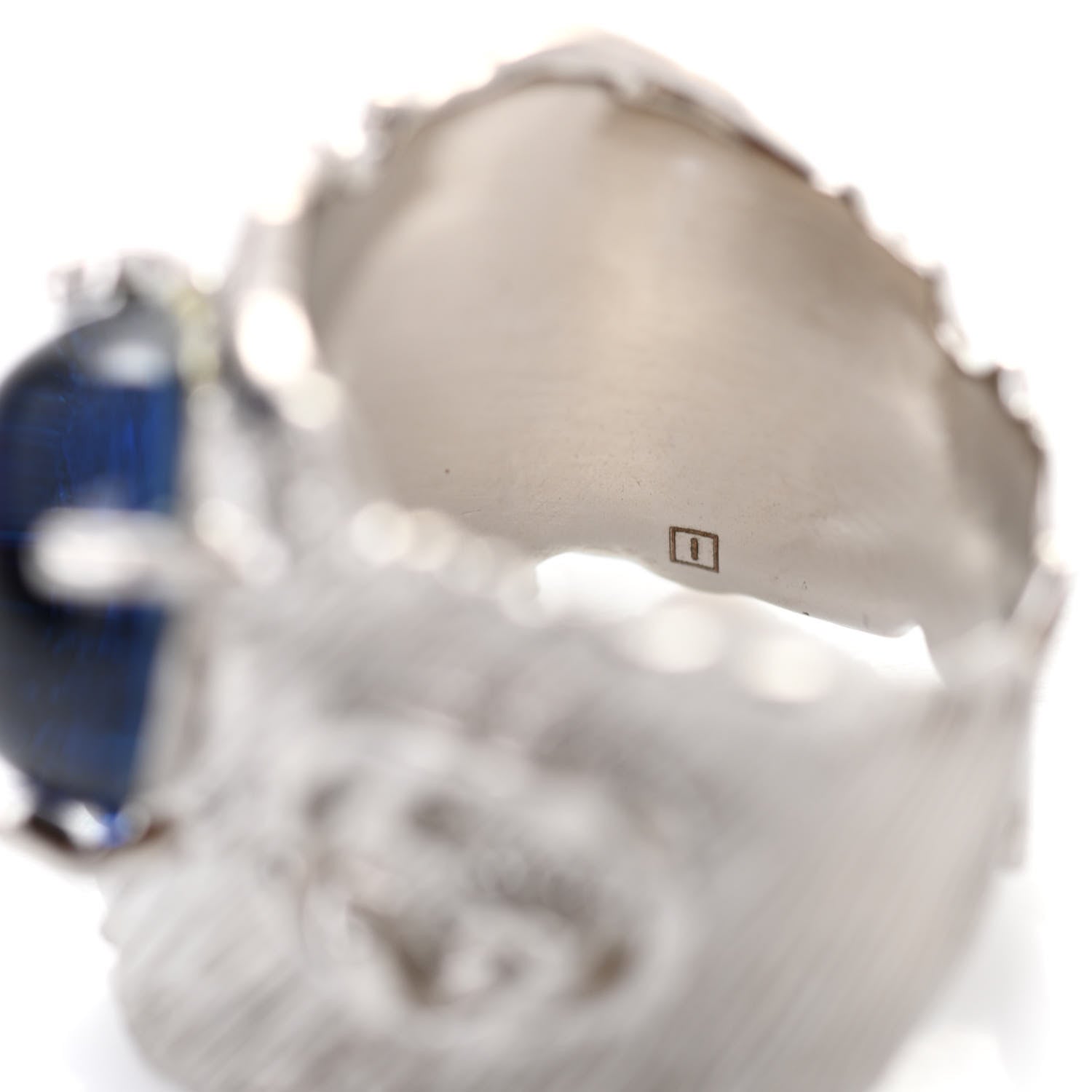 Gucci Metal Crystal GG Ring S Silver Blue 5 of 5