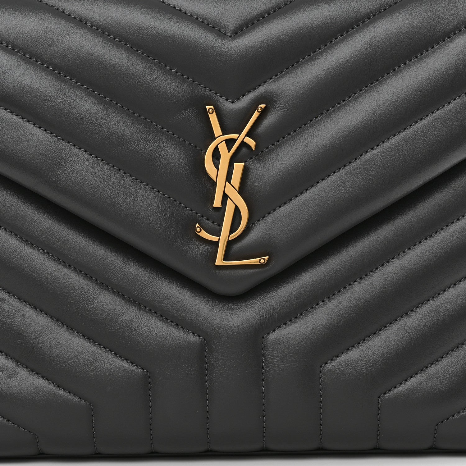 Saint Laurent Calfskin Y Quilted Monogram Medium Loulou Chain Satchel Storm 8 of 11