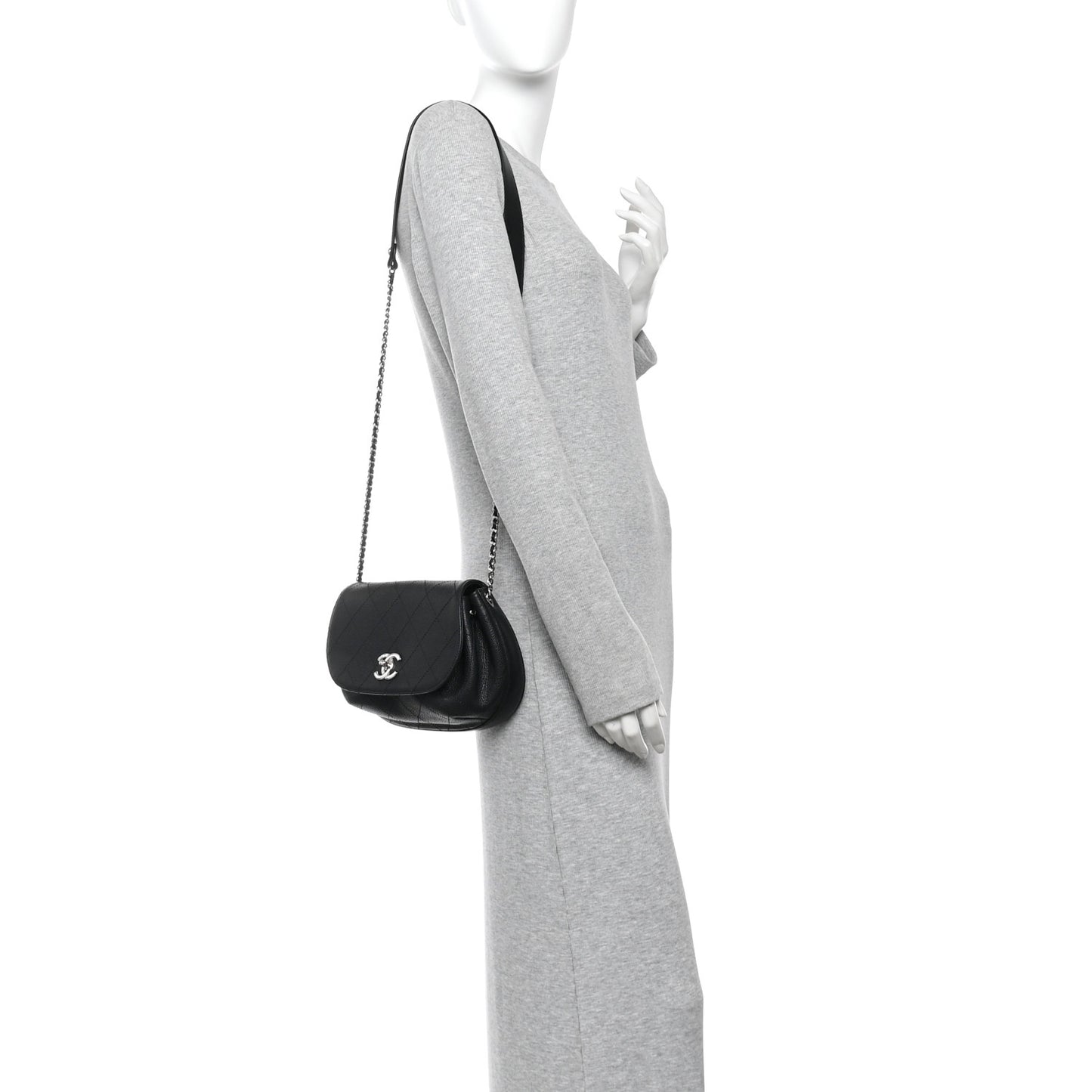 Calfskin Quilted Jungle Stroll Shoulder Bag Black