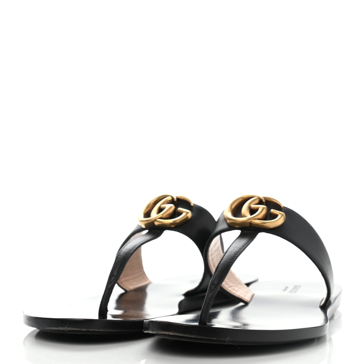 Calfskin GG Marmont Thong Sandals 37 Black
