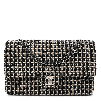 Chanel Tweed Quilted Medium Double Flap Black Multicolor 1 of 14