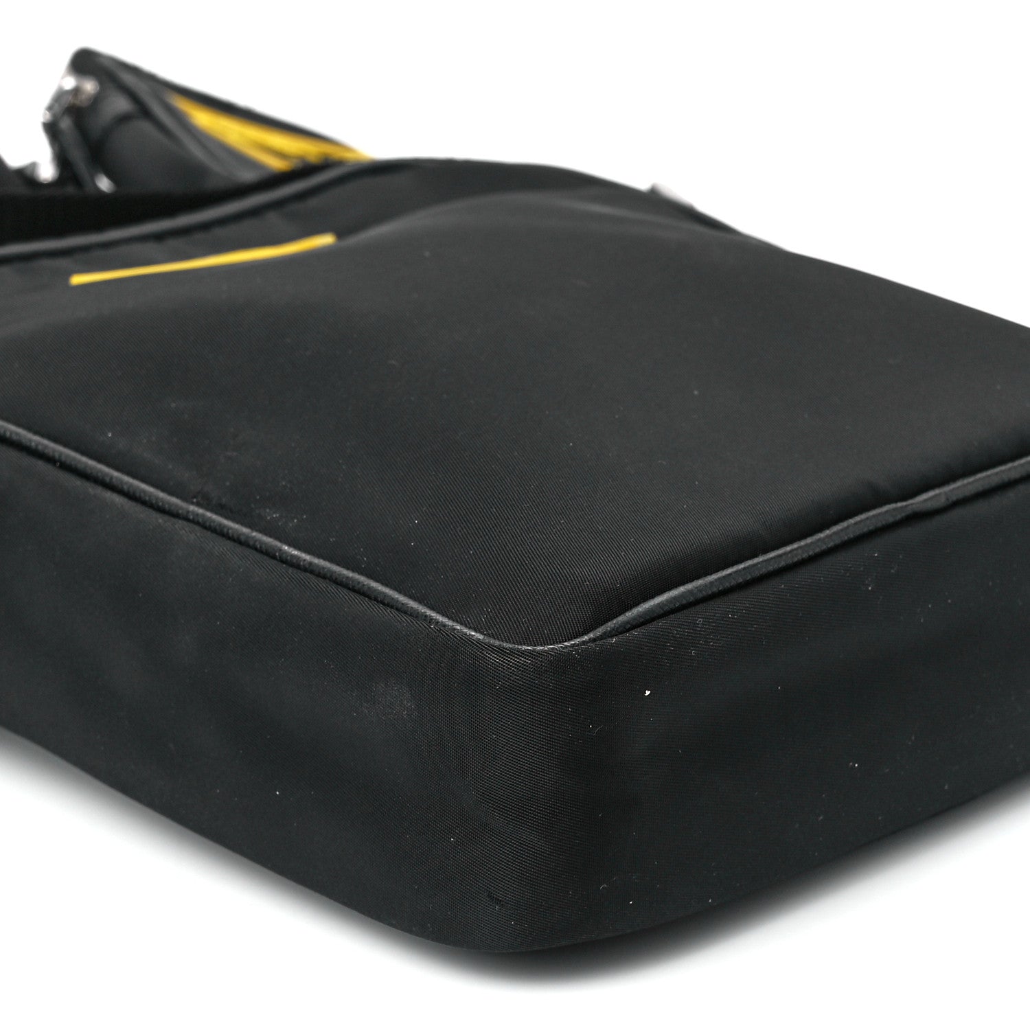 Prada Tessuto Nylon Saffiano Messenger Bag Black Yellow 12 of 13